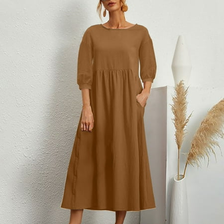 Jsaierl Linen Dresses for Women Short Sleeve Summer Plus Size Maxi Dress Elegant Solid Color Round Neck Dress Lightweight Trendy Dresses 2023
Jsaierl Linen Dresses for Women Short Sleeve Summer Plus Size Maxi Dress Elegant Solid Color Round Neck Dress Lightweight Trendy Dresses 2023