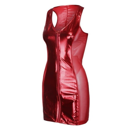 

HGWXX7 Plus Size Lingerie Women Set Clubwear Artificial Leather Siamese Zipper Underwear Bodysuit
