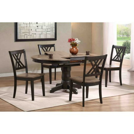 Iconic Furniture 5 Piece Oval Dining Table Set - Gray Stone \/ Black Stone