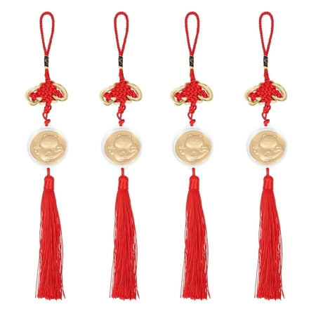 4pcs Year of Tiger Coin Pendants Chinese Knot Gold Coin Souvenir Car Pendants