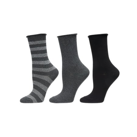 MeMoi Stripe Roll Top Buttersoft Crew Sock 3 Pack - Mens - Male