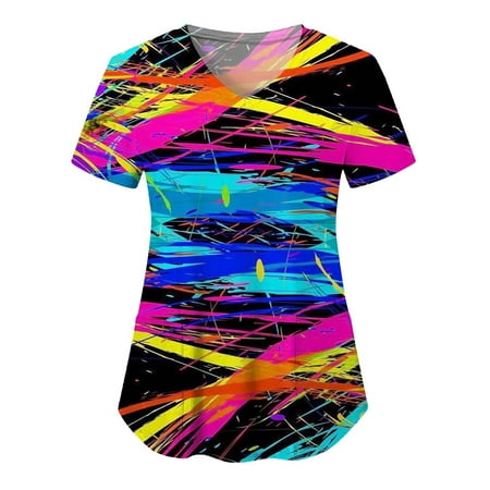 Women Scrubs Top Floral Printed Short Sleeve V Neck Solid Color Soft Breathable With Pocket Spring Summer Daily Nursing Uniforms Nursing Care Working Uniforms
Women Scrubs Top Floral Printed Short Sleeve V Neck Solid Color Soft Breathable With Pocket Spring Summer Daily Nursing Uniforms Nursing Care Working Uniforms
