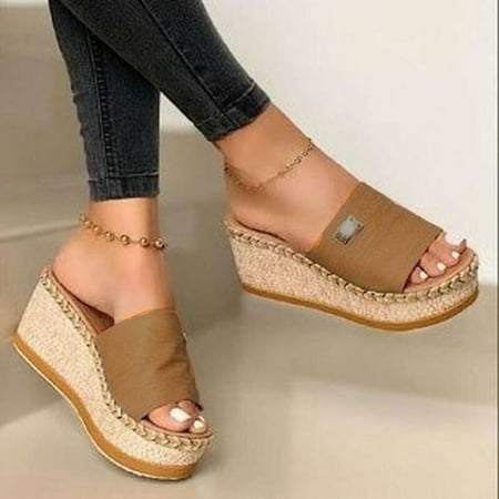 Sandals - Women s Platform Sandals Wedge Heel Straps Summer Beach Fashion