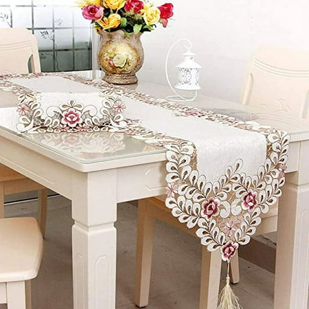 Nvzi-a 15 Inch X 77 Inch Classic Table Runner Flowers Embroidered Lace Long Dresser Scarf Floral Washable Fabric Table Top Party Home Decoration - Dark Rose
Nvzi-a 15 Inch X 77 Inch Classic Table Runner Flowers Embroidered Lace Long Dresser Scarf Floral Washable Fabric Table Top Party Home Decoration - Dark Rose