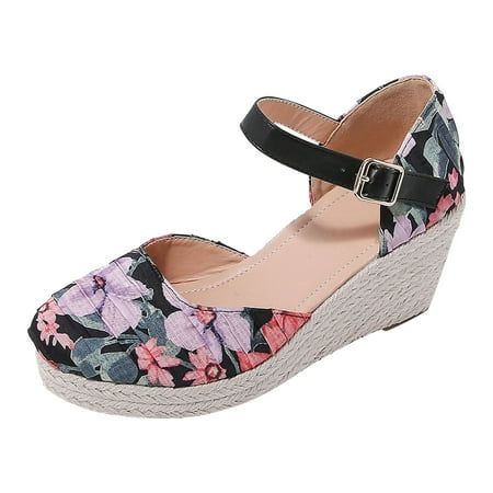 QYZEU Summer Sandals for Women 2024 Fashion Flower Pattern Round Toe Thick Sole Wedge Non Slip Buckle Strap Sandals Causal Breathable Lightweight Sandals Black 38
QYZEU Summer Sandals for Women 2024 Fashion Flower Pattern Round Toe Thick Sole Wedge Non Slip Buckle Strap Sandals Causal Breathable Lightweight Sandals Black 38