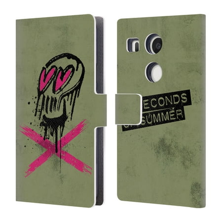OFFICIAL 5 SECONDS OF SUMMER SKULLS LEATHER BOOK WALLET CASE COVER FOR LG PHONES 2