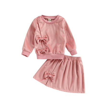 Suanret 2Pcs Kids Girls Skirt Sets Round Neck Long Sleeve Pullover Tops with Bows + A-Line Skirt Clothes Sets Pink 18-24 Months
Suanret 2Pcs Kids Girls Skirt Sets Round Neck Long Sleeve Pullover Tops with Bows + A-Line Skirt Clothes Sets Pink 18-24 Months