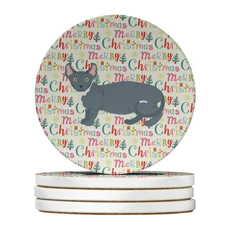 Dwelf #2 Cat Christmas Large Sandstone Coasters Pack of 4 4 in x 4 in