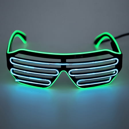 NK HOME Light Up Party Glasses EL Wire Fashion Neon Shutter Electroluminescent Flashing LED Glasses Light Up Glow Eyewear Shades Flashing Rave Nightclub Party Decorations, Blue/ Green/ Red