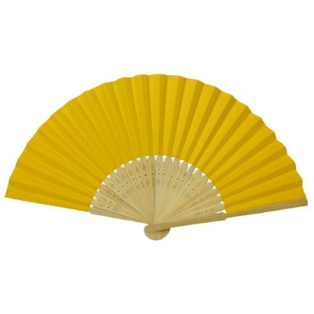 Just Artifacts 8.25-Inch folding Paper Hand Fan Yellow (5 pcs)