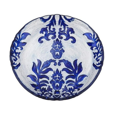 Red Pomegranate Damask 6 in. Blue Velvet Plate - Set of 4