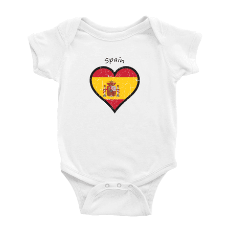 Spain Flag Heart Love Baby Clothing Bodysuits Boy Girl Clothes