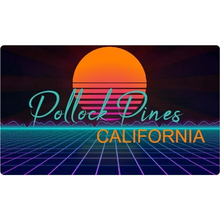 Pollock Pines California 4 X 2.25-Inch Fridge Magnet Retro Neon Design