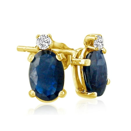 2 Carat Oval Sapphire and Diamond Earrings in 14k Yellow Gold