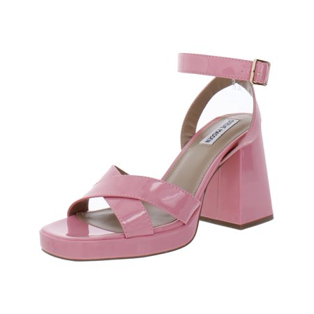Steve Madden Womens Miranda Patent Block Heel Booties