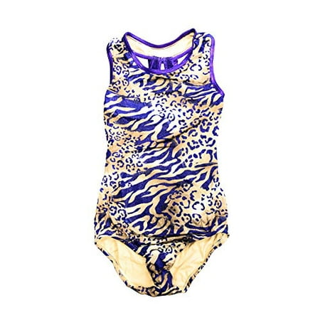 Girls Designer Fashion Print Tank Dancewear Gymnastics Leotard (M, Tara)