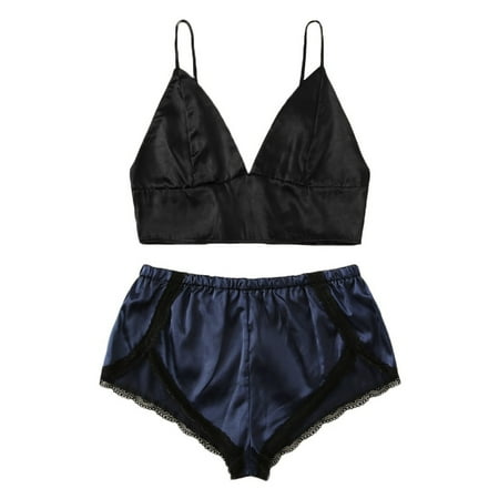 QWERTYU Womens 2 Piece Pajamas Set Satin Soft Cami Crop Top Shorts Set Pj Set Casual Lounge Navy XXL
QWERTYU Womens 2 Piece Pajamas Set Satin Soft Cami Crop Top Shorts Set Pj Set Casual Lounge Navy XXL