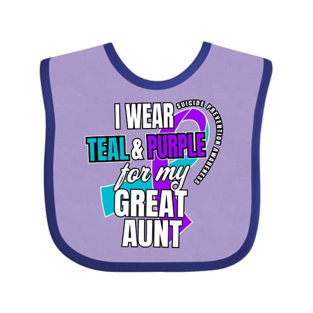 Inktastic Suicide Prevention I Wear Teal and Purple for My Great Aunt Gift Baby Boy or Baby Girl Bib
Inktastic Suicide Prevention I Wear Teal and Purple for My Great Aunt Gift Baby Boy or Baby Girl Bib