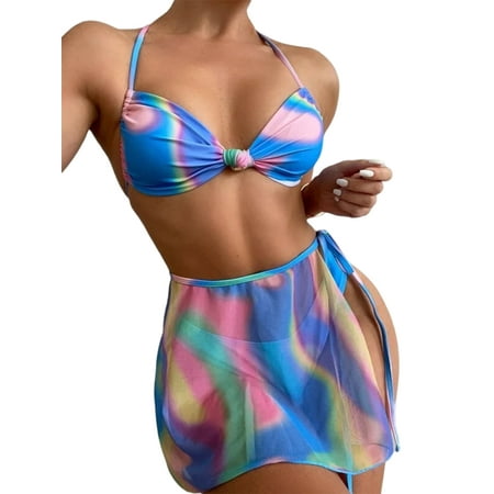 Liacowi Women s Summer 3Pcs Bikini Sets Hanging Neck Tie Up Bra + Tie Dye Print Thong + Hollow Out Skirt
Liacowi Women s Summer 3Pcs Bikini Sets Hanging Neck Tie Up Bra + Tie Dye Print Thong + Hollow Out Skirt