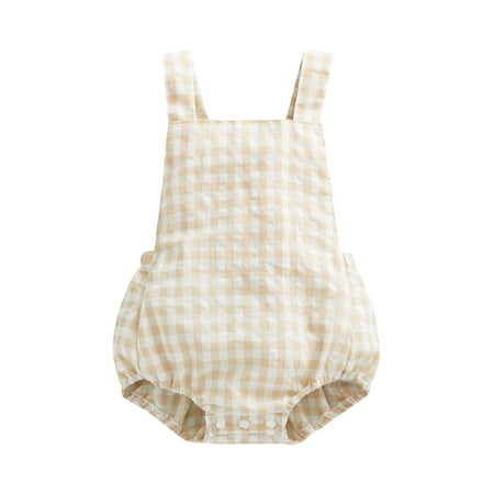 Calsunbaby Newborn Baby Boys Girls Romper Square Neck Sleeveless Plaid Printing Jumpsuit Crotch Snap Button Outfits Yellow White 12-18 Months
Calsunbaby Newborn Baby Boys Girls Romper Square Neck Sleeveless Plaid Printing Jumpsuit Crotch Snap Button Outfits Yellow White 12-18 Months