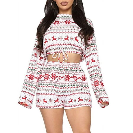 LilyLLL Womens Long Sleeve Tops Shorts Christmas 2pcs Loungwear Sleepwear Pajamas Suit
LilyLLL Womens Long Sleeve Tops Shorts Christmas 2pcs Loungwear Sleepwear Pajamas Suit