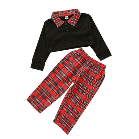 Binpure 2Pcs Kids Autumn Tracksuit Shirt-Neck Long Sleeves Crop Tops + Plaid Elastic Waist Pants for Girls
Binpure 2Pcs Kids Autumn Tracksuit Shirt-Neck Long Sleeves Crop Tops + Plaid Elastic Waist Pants for Girls