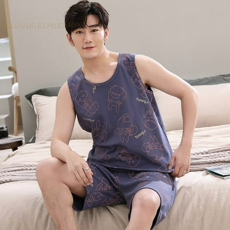 QWZNDZGR Summer Knitted Cotton Cartoon Duck Mens Pajama Sets Men s Sleep&Lounge Sleeveless Shorts Pants Couple Pajamas Fashion Homewear
QWZNDZGR Summer Knitted Cotton Cartoon Duck Mens Pajama Sets Men s Sleep&Lounge Sleeveless Shorts Pants Couple Pajamas Fashion Homewear