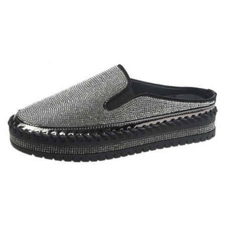 TUOBARR Summer Slippers for Women Leisure Rhinestone Sequins Wrapped Flat Shoes With Thick Soles And Half Slippers Black
TUOBARR Summer Slippers for Women Leisure Rhinestone Sequins Wrapped Flat Shoes With Thick Soles And Half Slippers Black