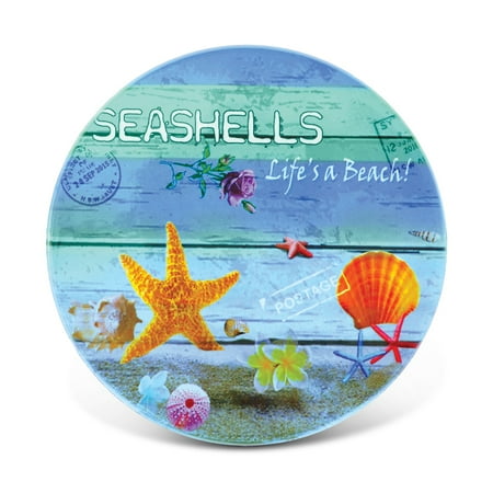 Puzzled Seashells Nautical Ceramic Coaster