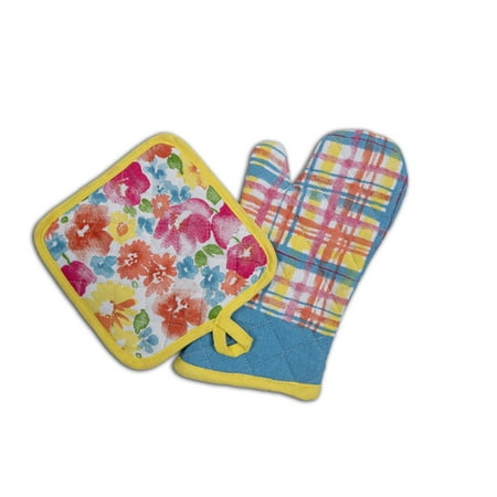 Shi Shi 100% Cotton Pot Holder Oven Mitt Set