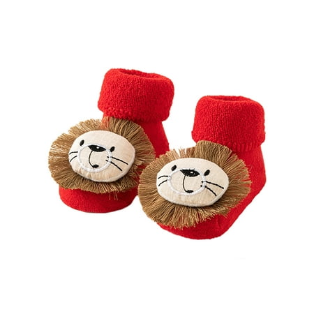 

Gomelly Boys Girls Socks Slipper Pull On Ankle Cartoon Christmas Crib Shoes Non-slip Soft Shoe Infant Baby Toddlers Kids Floor Slippers Red Lion 12-24months