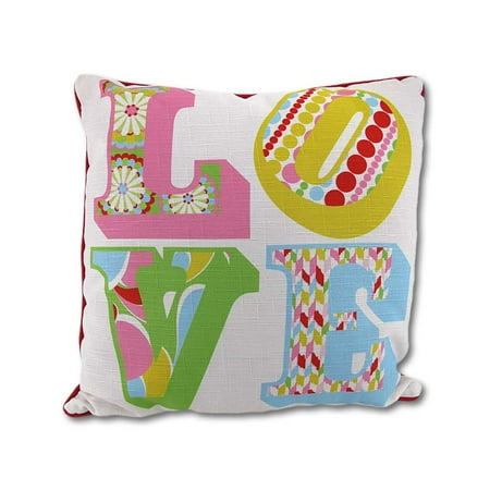 Colorful Reversible Love and Polka Dot Decorative Throw Pillow