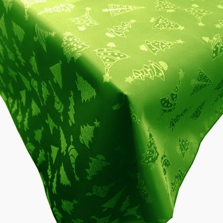 Heavy Brocade Shiny Christmas Tablecloth Christmas Trees Green