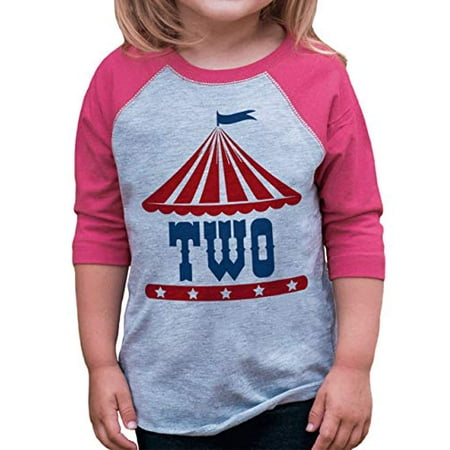 7 ate 9 Apparel Girls Birthday Two Circus Pink Raglan