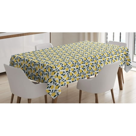 Lemons Tablecloth Illustration of Repetitive Sour Citrus Fruits with Leaves Rectangular Table Cover for Dining Room Kitchen 60 X 84 Dark Petrol Blue Mustard and White by Ambesonne 
Lemons Tablecloth Illustration of Repetitive Sour Citrus Fruits with Leaves Rectangular Table Cover for Dining Room Kitchen 60 X 84 Dark Petrol Blue Mustard and White by Ambesonne