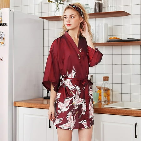 Yubatuo Lingerie for Women Simulation Silk Pajamas Lingerie Robe Bathrobe Bride Dressing Gown
Yubatuo Lingerie for Women Simulation Silk Pajamas Lingerie Robe Bathrobe Bride Dressing Gown