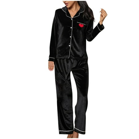 Leesechin Clearance Womens Sleepwear Set Lapel Pajamas Autumn and Winter Long Sleeve Household Sets Black L
Leesechin Clearance Womens Sleepwear Set Lapel Pajamas Autumn and Winter Long Sleeve Household Sets Black L