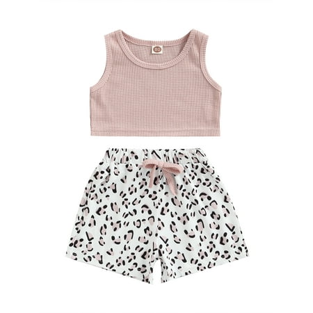 Suanret Kids Toddler Girls 2Pcs Summer Outfits Sleeveless Solid Color Tank Tops + Leopard Shorts Clothes Sets Pink 6-12 Months
Suanret Kids Toddler Girls 2Pcs Summer Outfits Sleeveless Solid Color Tank Tops + Leopard Shorts Clothes Sets Pink 6-12 Months