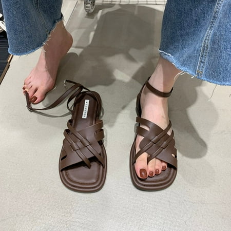 ZHELIYO Women s sandals Casual Side Hollow Belt Buckle Flat Bottom Roman Shoes Women S Summer Sandals Fashion Women S Sandals Coffee 8
ZHELIYO Women s sandals Casual Side Hollow Belt Buckle Flat Bottom Roman Shoes Women S Summer Sandals Fashion Women S Sandals Coffee 8