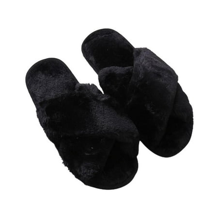 DTOWER Autumn and Winter Women Solid Color Open Toe Flat Artificial Wool Slippers Non-slip and Wear-resistant Cross Plush Slippers
DTOWER Autumn and Winter Women Solid Color Open Toe Flat Artificial Wool Slippers Non-slip and Wear-resistant Cross Plush Slippers