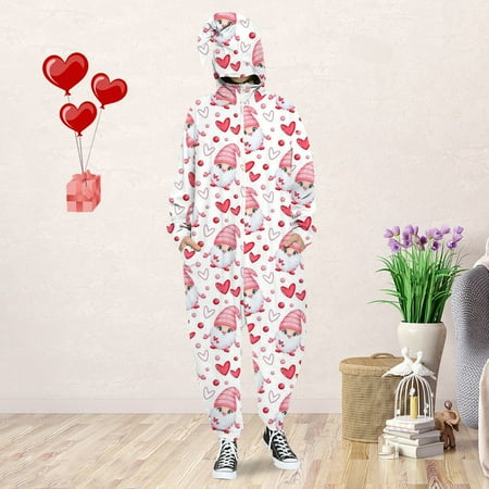 Coappsuiop Valentines Day Gift Sets Men s Jumpsuit Men s And Women s Valentine s Day Love Print Hooded Pullover Zipper Pajamas Party Couple Set
Coappsuiop Valentines Day Gift Sets Men s Jumpsuit Men s And Women s Valentine s Day Love Print Hooded Pullover Zipper Pajamas Party Couple Set