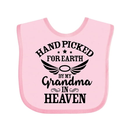 Handpicked for Earth By My Grandma in Heaven Angel Wings Baby Bib