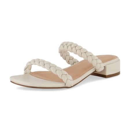 CUSHIONAIRE Women s Neptune Braided Low Block Heel Sandal +Memory Foam