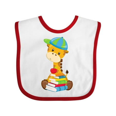 Inktastic Cute Giraffe Giraffe Going to School Books Gift Baby Boy or Baby Girl Bib