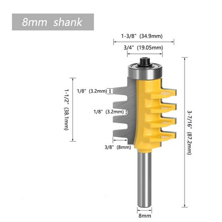 BAMILL 6/8mm 1/4inch Shank Rail Reversible Finger Joint Glue Router Bit Milling Cutter
BAMILL 6/8mm 1/4inch Shank Rail Reversible Finger Joint Glue Router Bit Milling Cutter