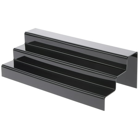Plymor Black Acrylic 3-Step Solid Back Display Stairs 5.5 H x 18 W x 8 D
