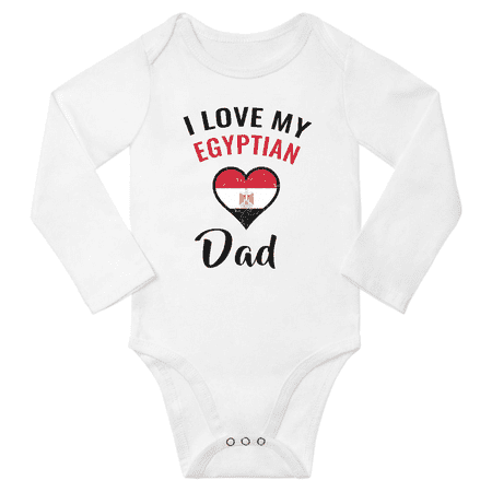 I Love My Egyptian Dad Baby Long Slevve Bodysuits (White 6-12 Months)