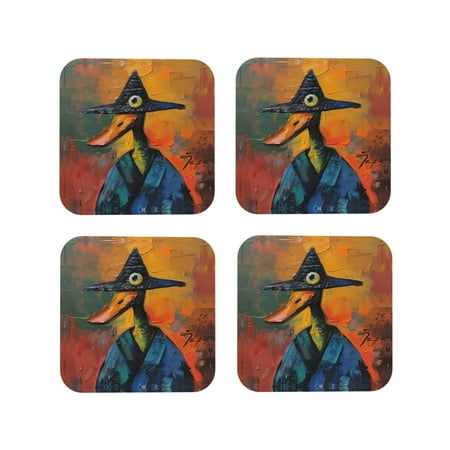 Leather Coasters Set of 4 - Abstract Funny Duck Lightweight Non-Slip Drink Coasters for Desk Anti-Scalding Desk Cup Coasters for Office Table Decor Square
Leather Coasters Set of 4 - Abstract Funny Duck Lightweight Non-Slip Drink Coasters for Desk Anti-Scalding Desk Cup Coasters for Office Table Decor Square