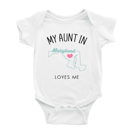 My Aunt In Maryland Loves Me Baby Short Sleeve Romper Bodysuits 0-3 Months