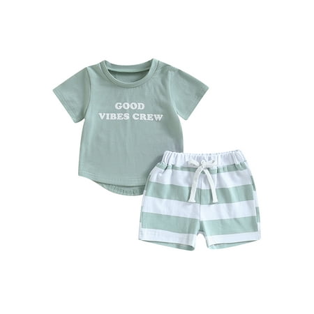 Qtinghua Toddler Baby Boy Summer Clothes Infant Short Sleeve Letter Print T Shirt Tops Striped Elastic Shorts Outfits
Qtinghua Toddler Baby Boy Summer Clothes Infant Short Sleeve Letter Print T Shirt Tops Striped Elastic Shorts Outfits